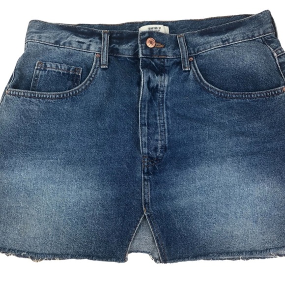 Forever 21 Women’s Classic Denim High Waist Mini Medium Wash Retro Jean Skirt - Picture 7 of 11